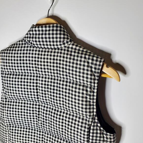 J Jill Black & White micro checkered down filled puffer vest Size Small Petite - Picture 12 of 14